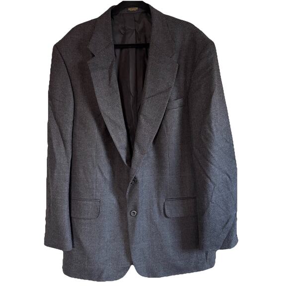 Oscar de la Renta Men’s Wool Black & Gray Herringbone Sport Coat Blazer Sz 46L - Picture 2 of 15